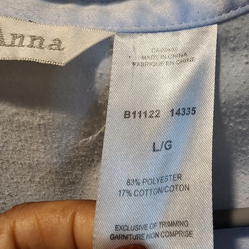 KAY ANNA Light Blue Long Sleeve Nightgown with Lace Trim Sz L
